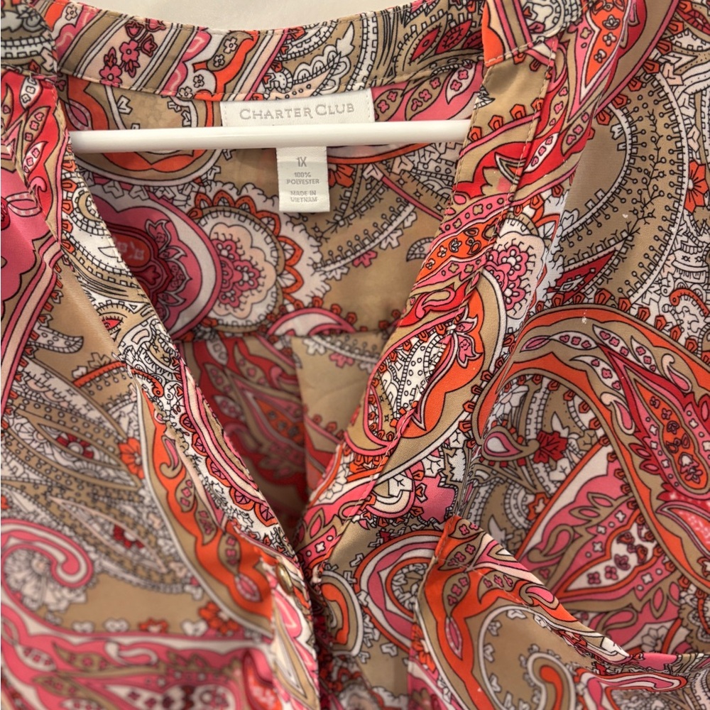 Charter Club Pink and Orange Paisley Tunic